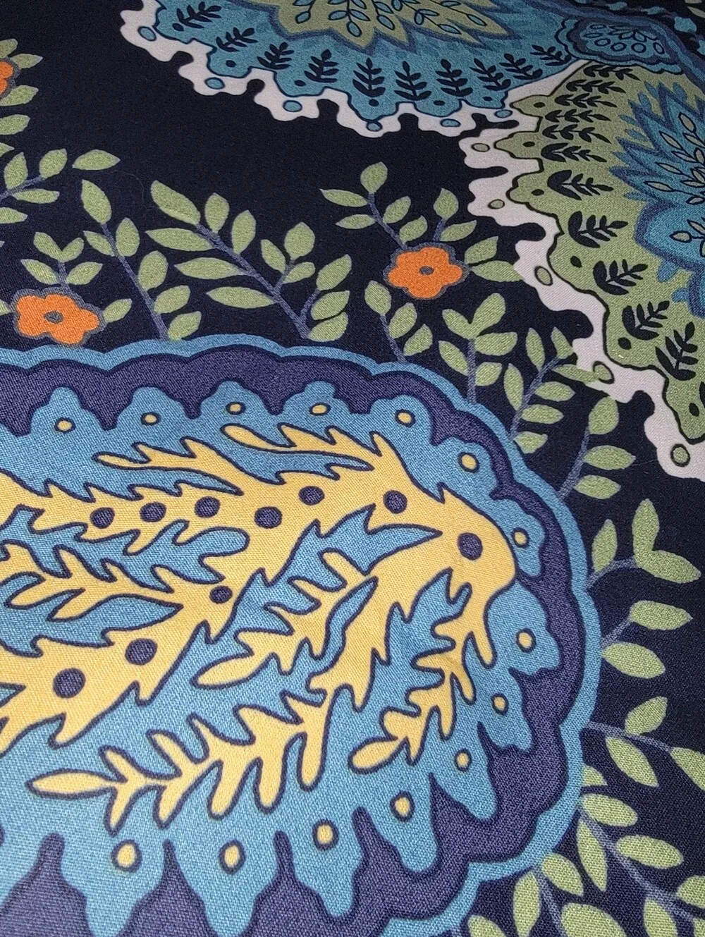 Pottery Barn Pillow Sham Standard Sz  Navy  with Turquoise and Lime Paisley